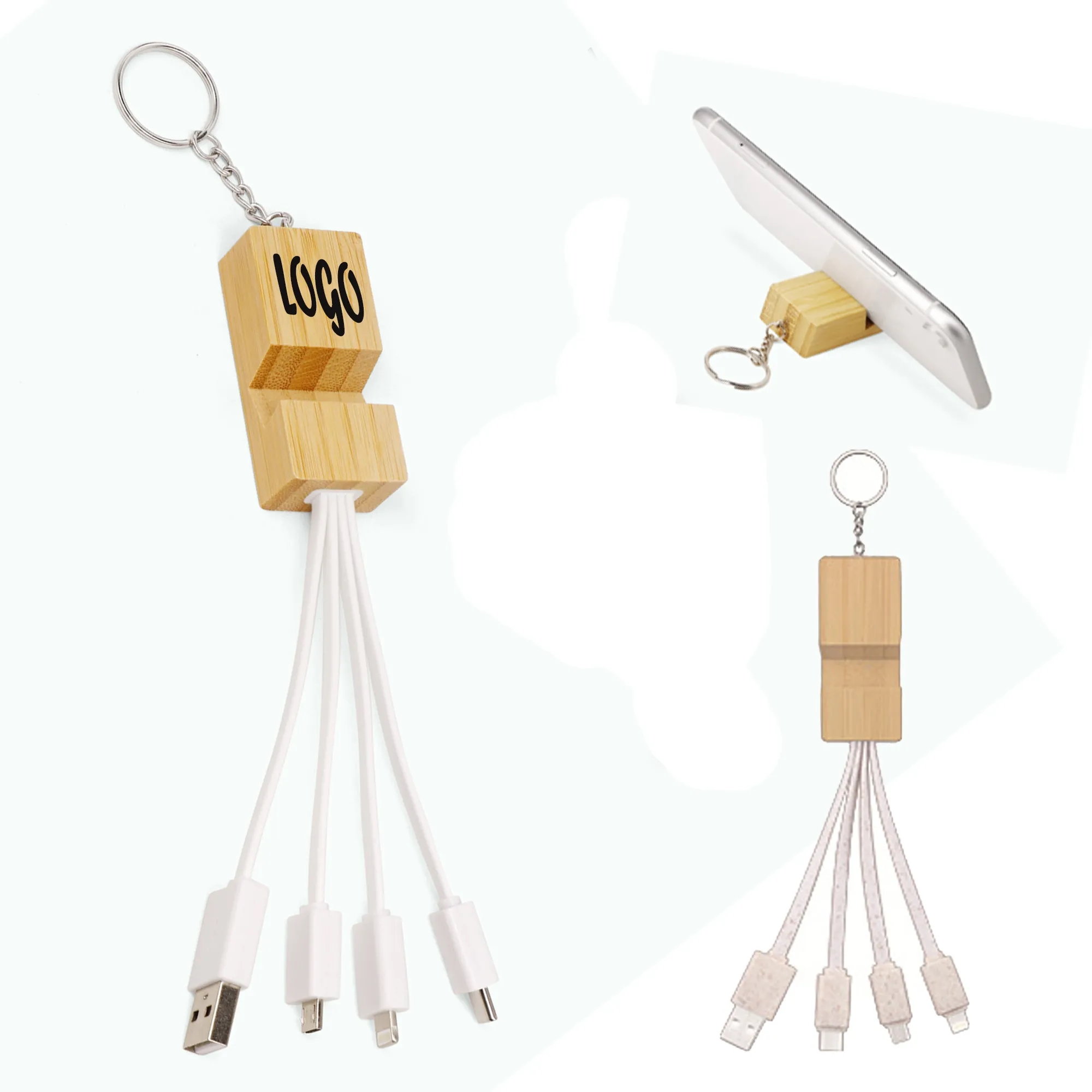 Eco-friendly 3-in-1 Charging Cable With Keychain Holder 3