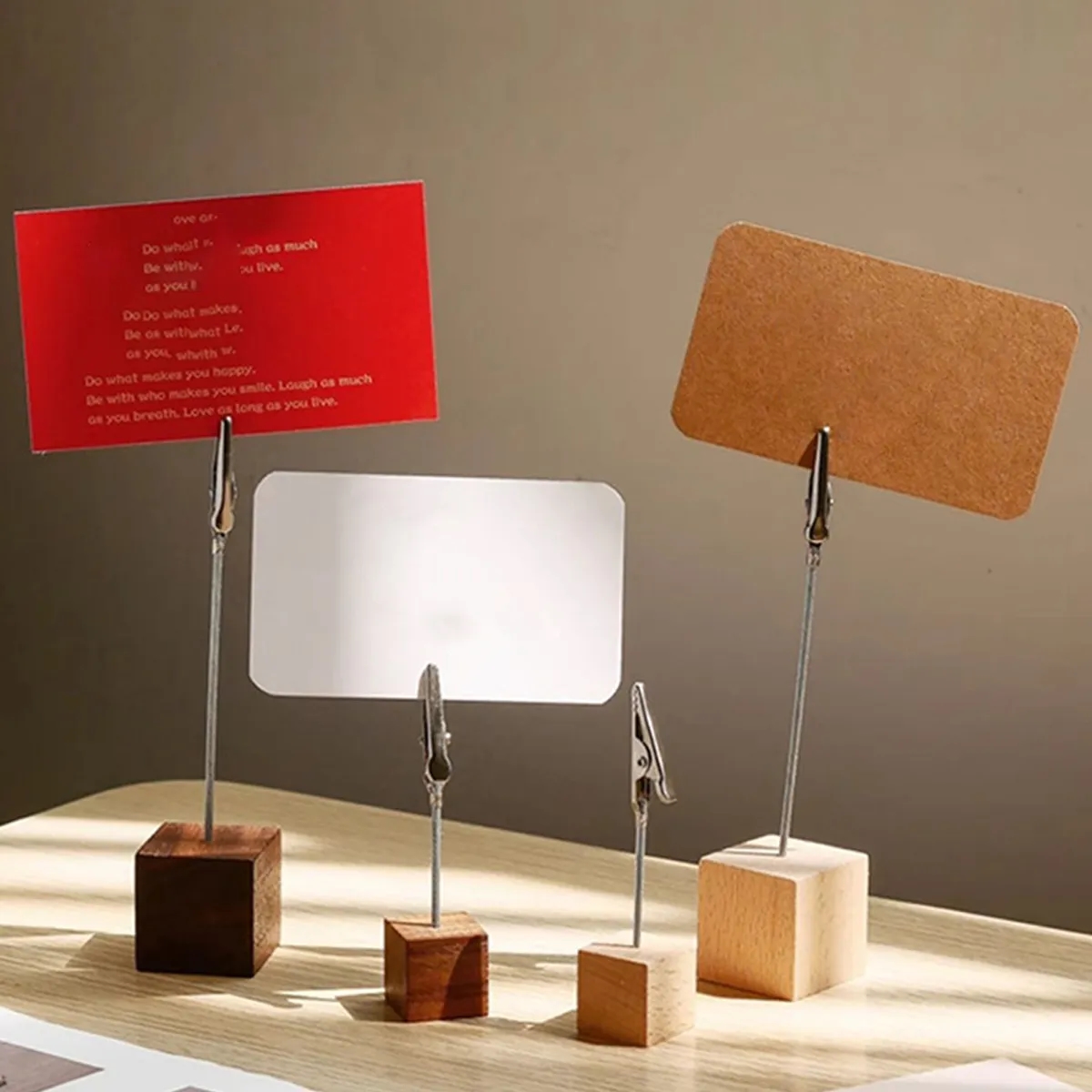 Wood Cube Memo & Photo Clip Holder 2