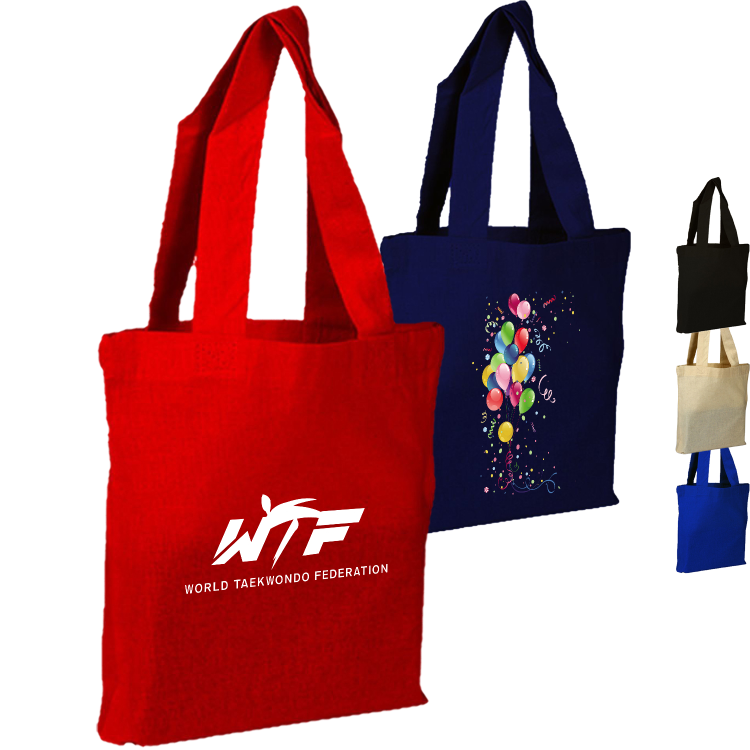 100% Cotton Canvas Sheeting Large Tote Bag w/ Mini Gusset USA Decorated (11" x 13") 1