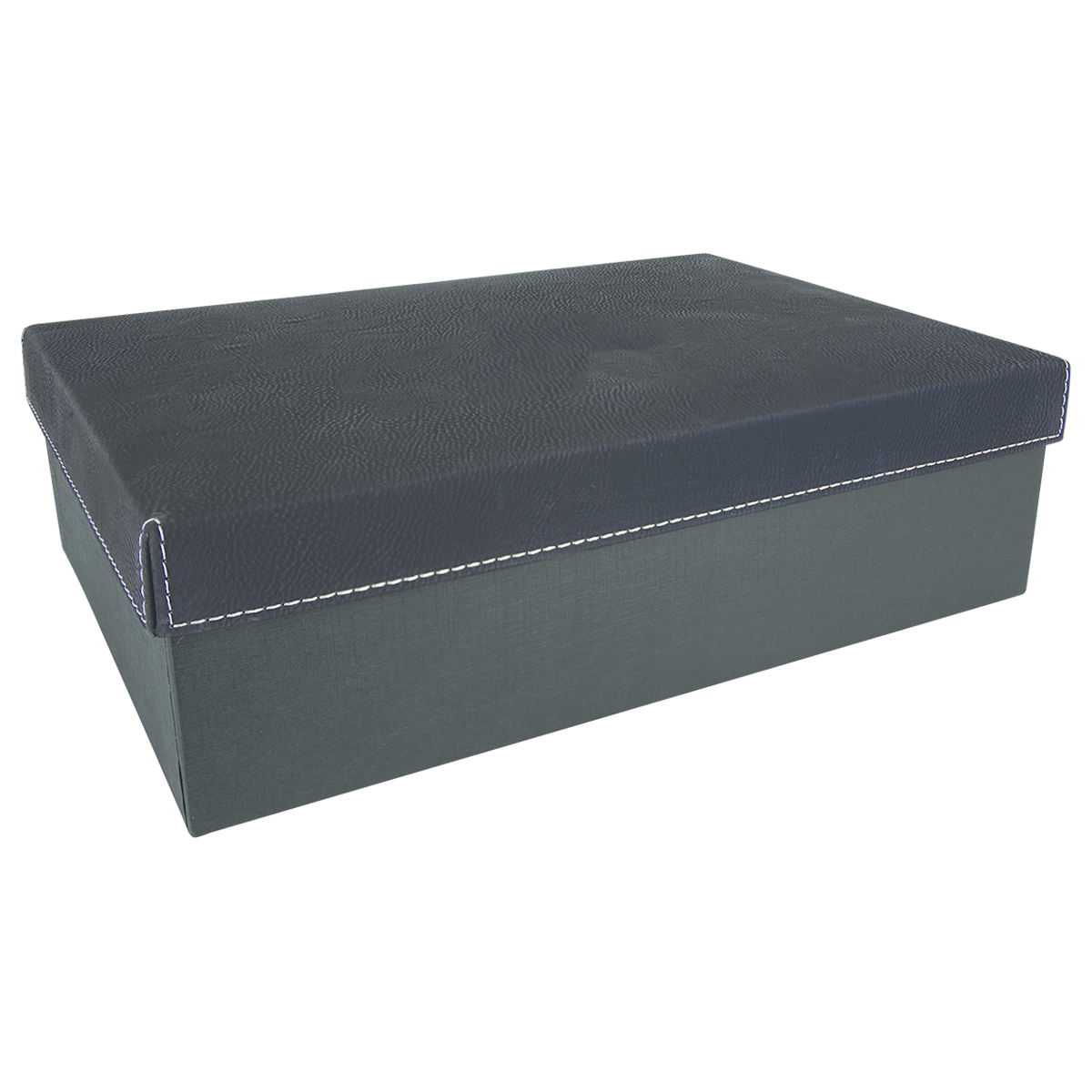 11 3/4" x 7 3/4" Black/Silver Leatherette Gift Box 2