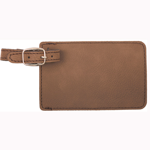 Leatherette Luggage Tag - Dark Brown Screen Imprinted 1