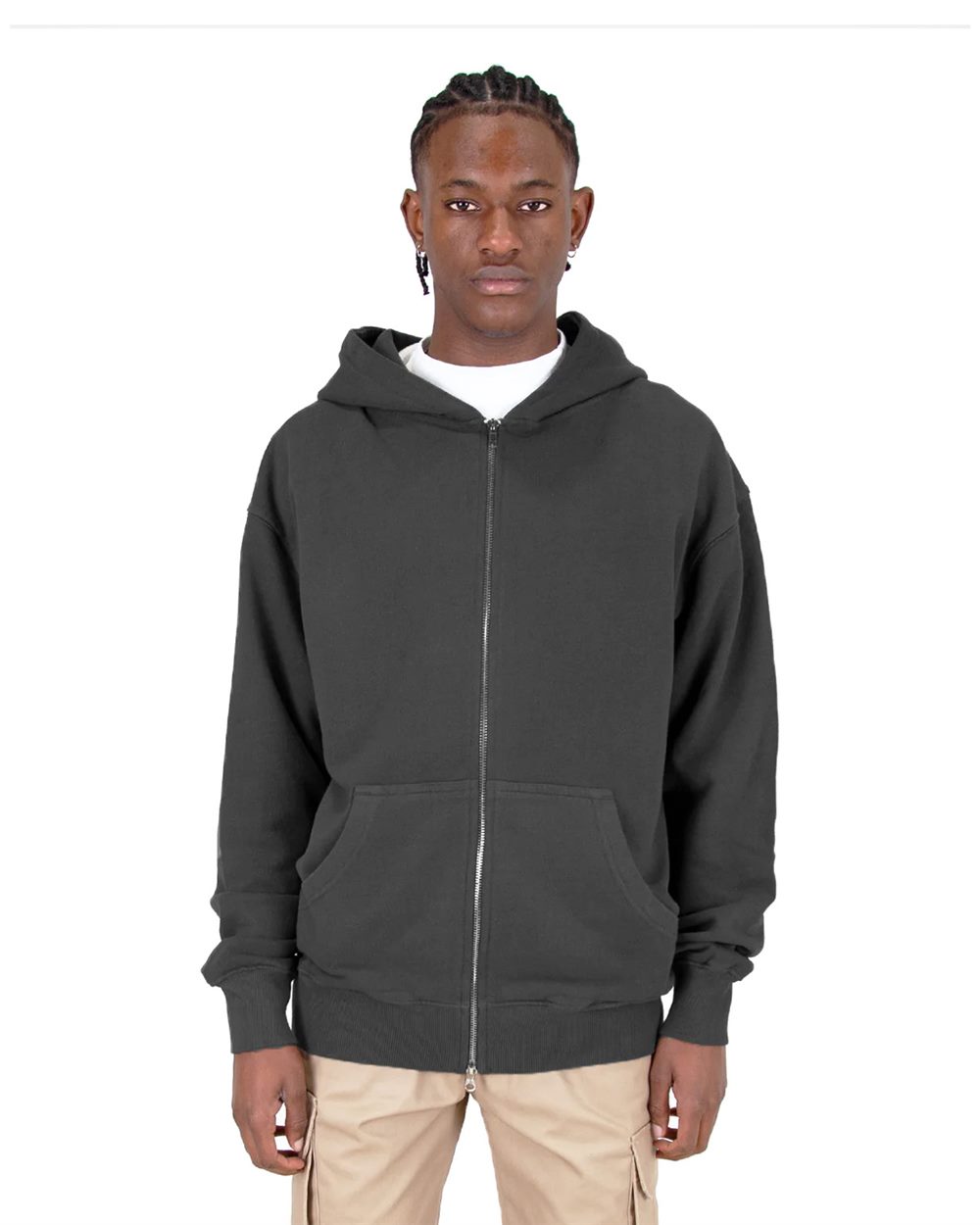 Unisex Max Heavy Garment-Dyed Double-Zip Hoodie Sweatshirt - SHGDZ 2