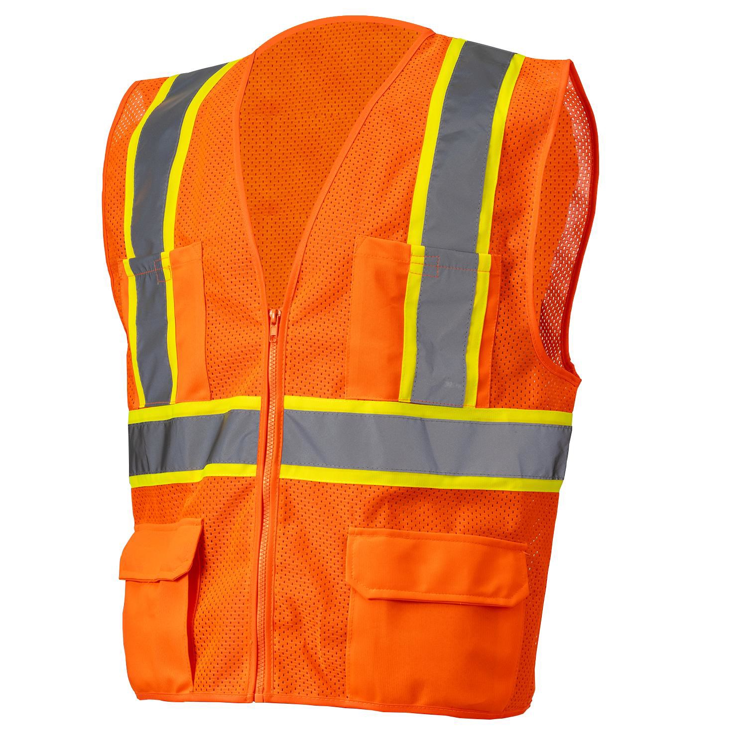 3.8 Oz. Polyester Class 2 Two Tone Reflective Tape Safety Vest With 4 Pockets 2