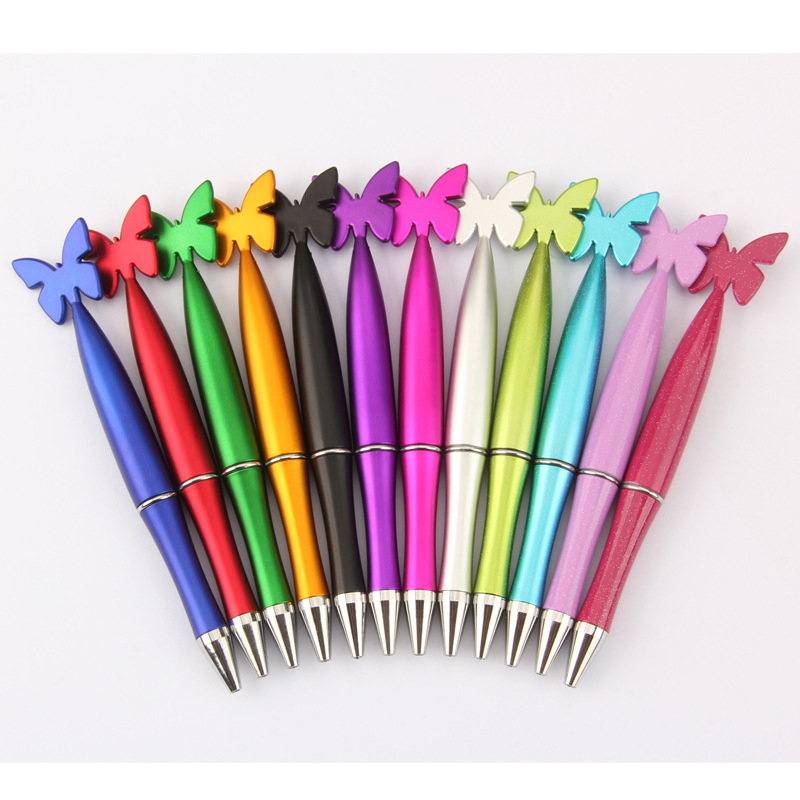 Single Ring Ballpoint Pen Butterfly Star Flower Heart Shape 2
