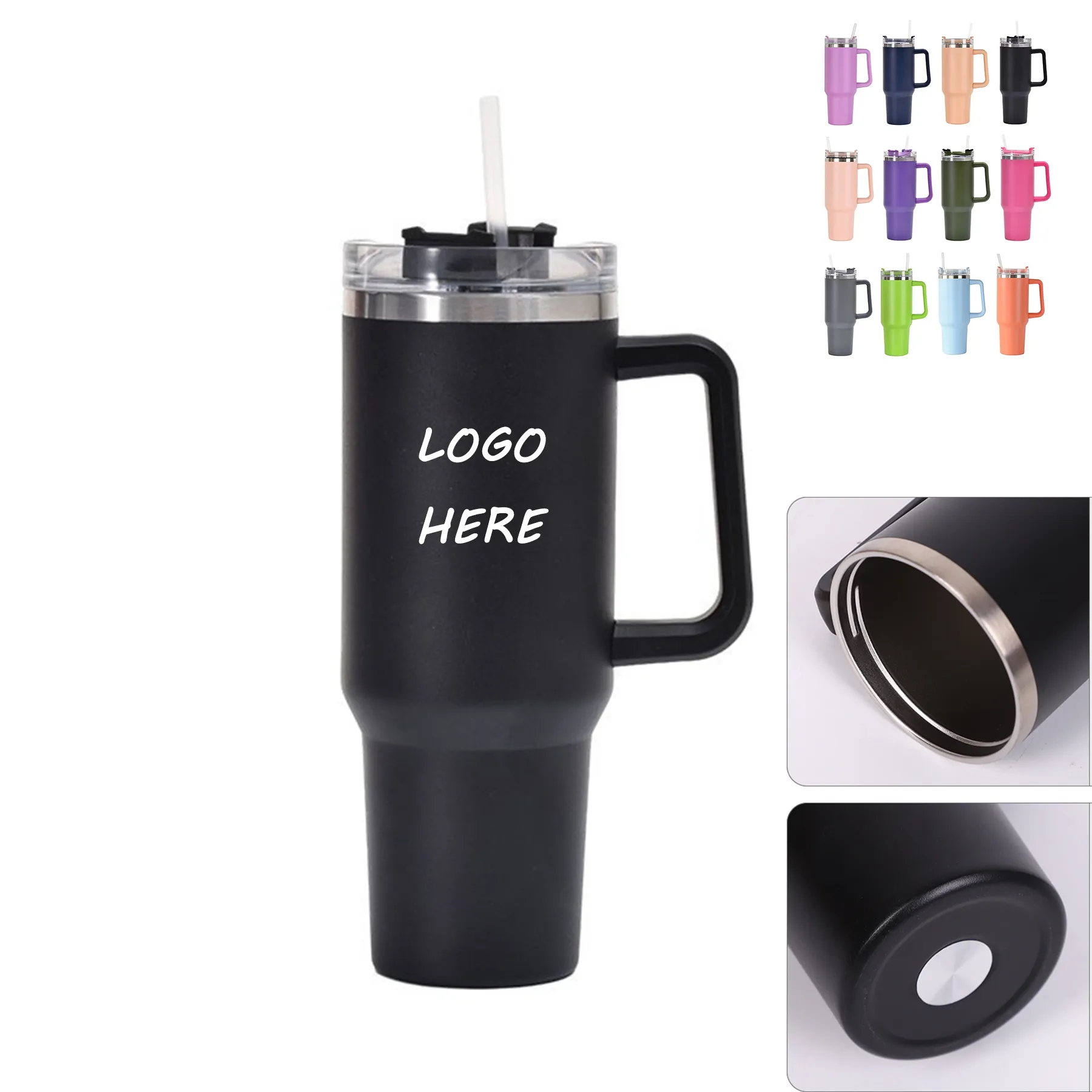 40 OZ Insulated tumbler with straw 6