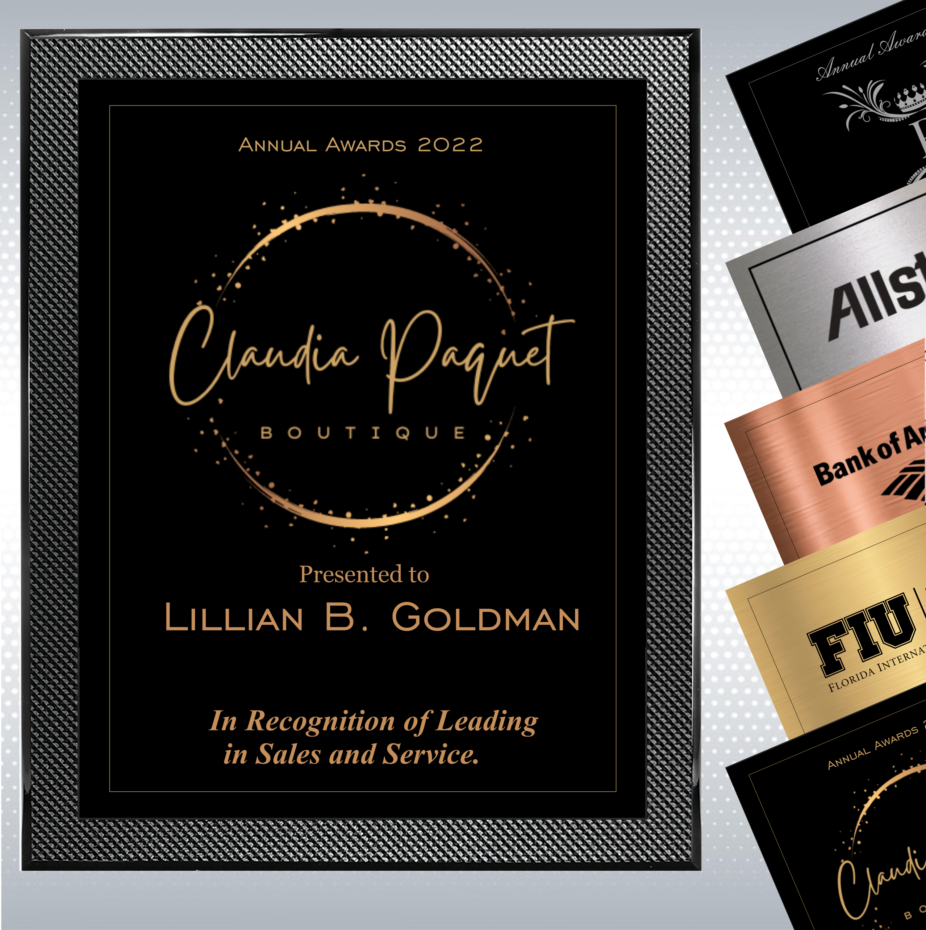 Piano Carbon Fiber Finish Plaque w/Choice of Single Plate 14