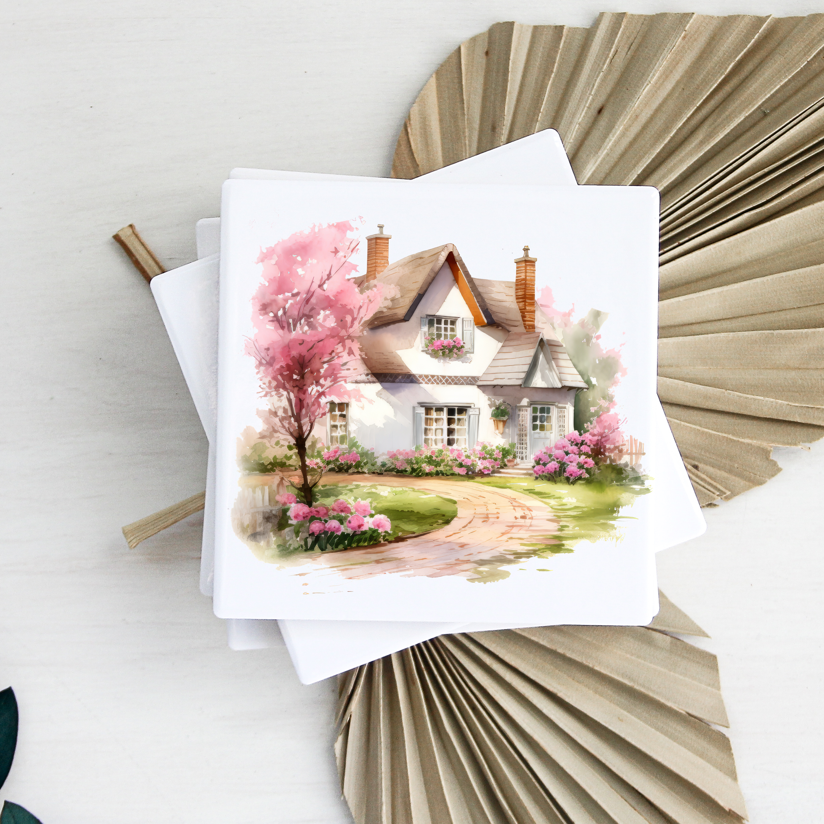 Square Coaster Semi-Gloss White Ceramic 8