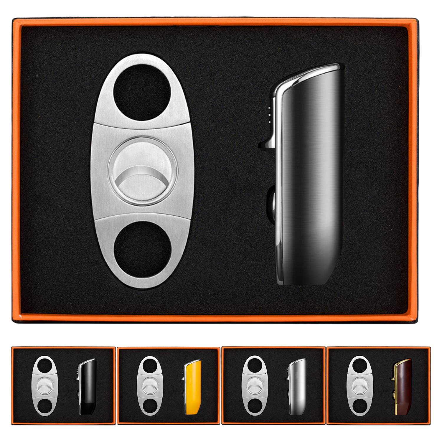 Stainless Steel Cigar Cutter Torch Lighter Set 5
