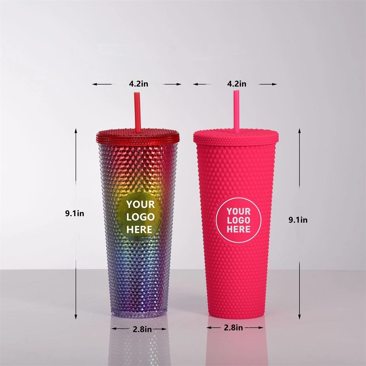 Double Walled Cups 24Oz Fully Studded Tumbler With Lid 1