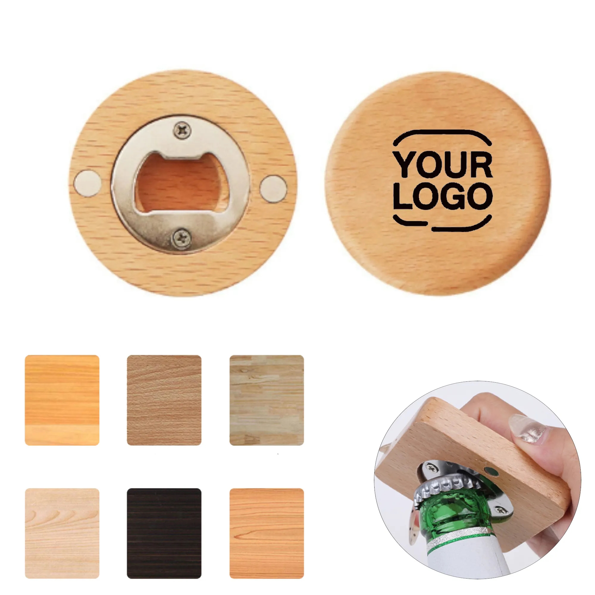 Wooden Bamboo Round Square Bottle Opener
