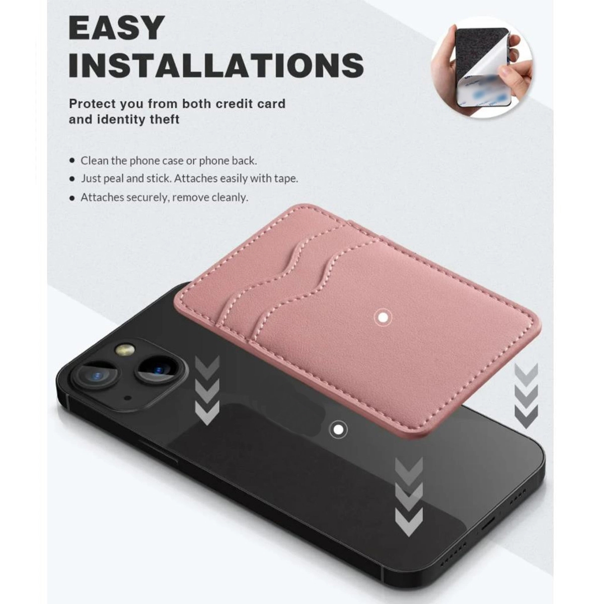 Popular Phone Card Holder With Leather Phone Wallet Stick 3