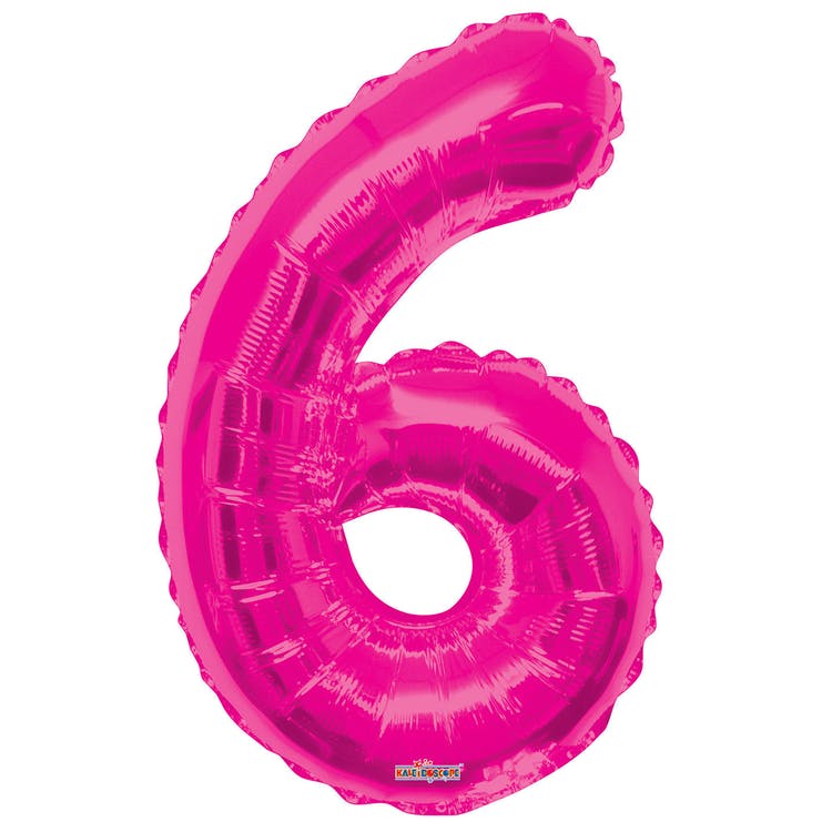 Mylar Number 6 Balloons - Pink 34" 2
