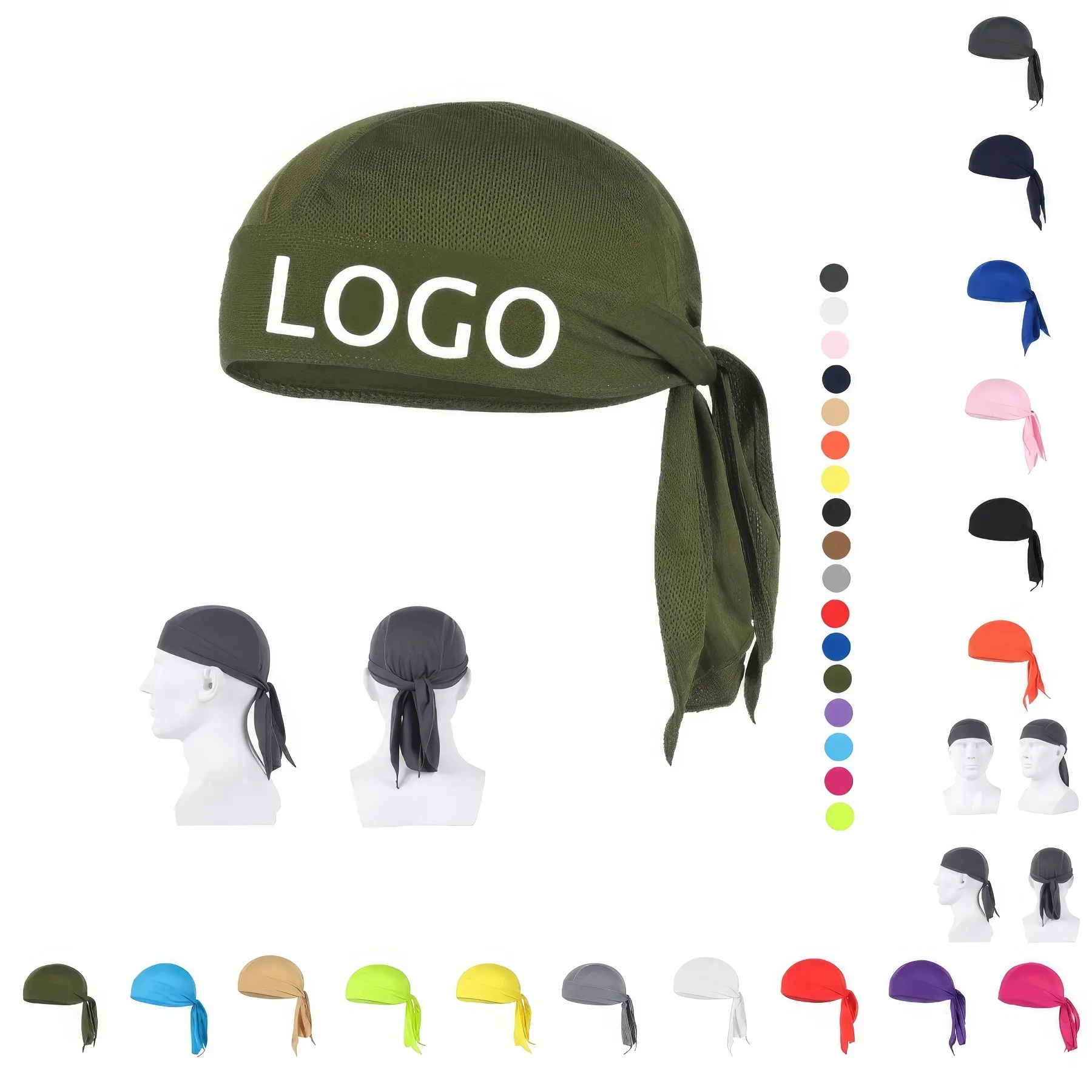 Motorcycle Head Wrap Beanie & Cooling Doo Rag Skull Cap 3