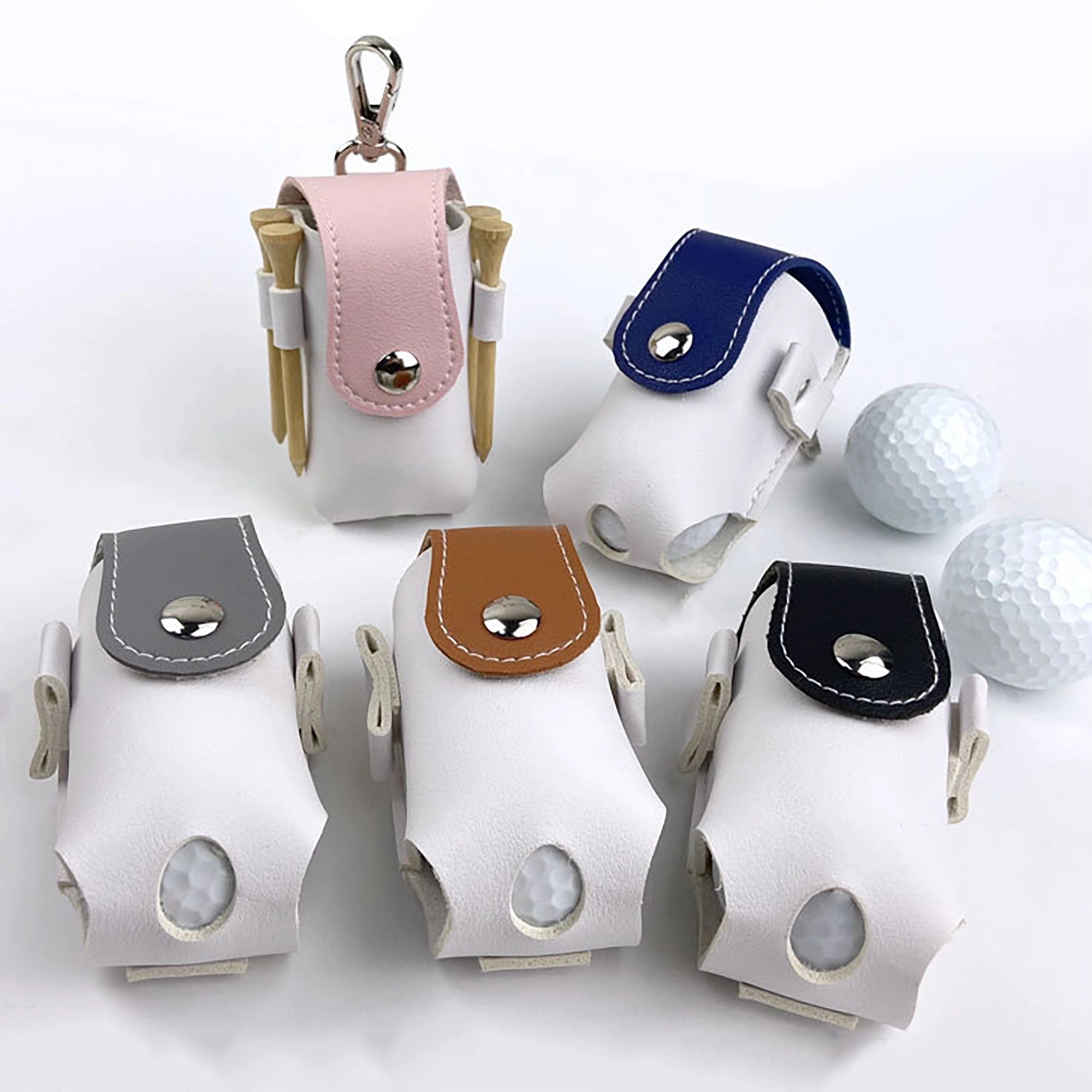 MOQ 100pcs Leather Gift Golf Sports Ball Pouch 7