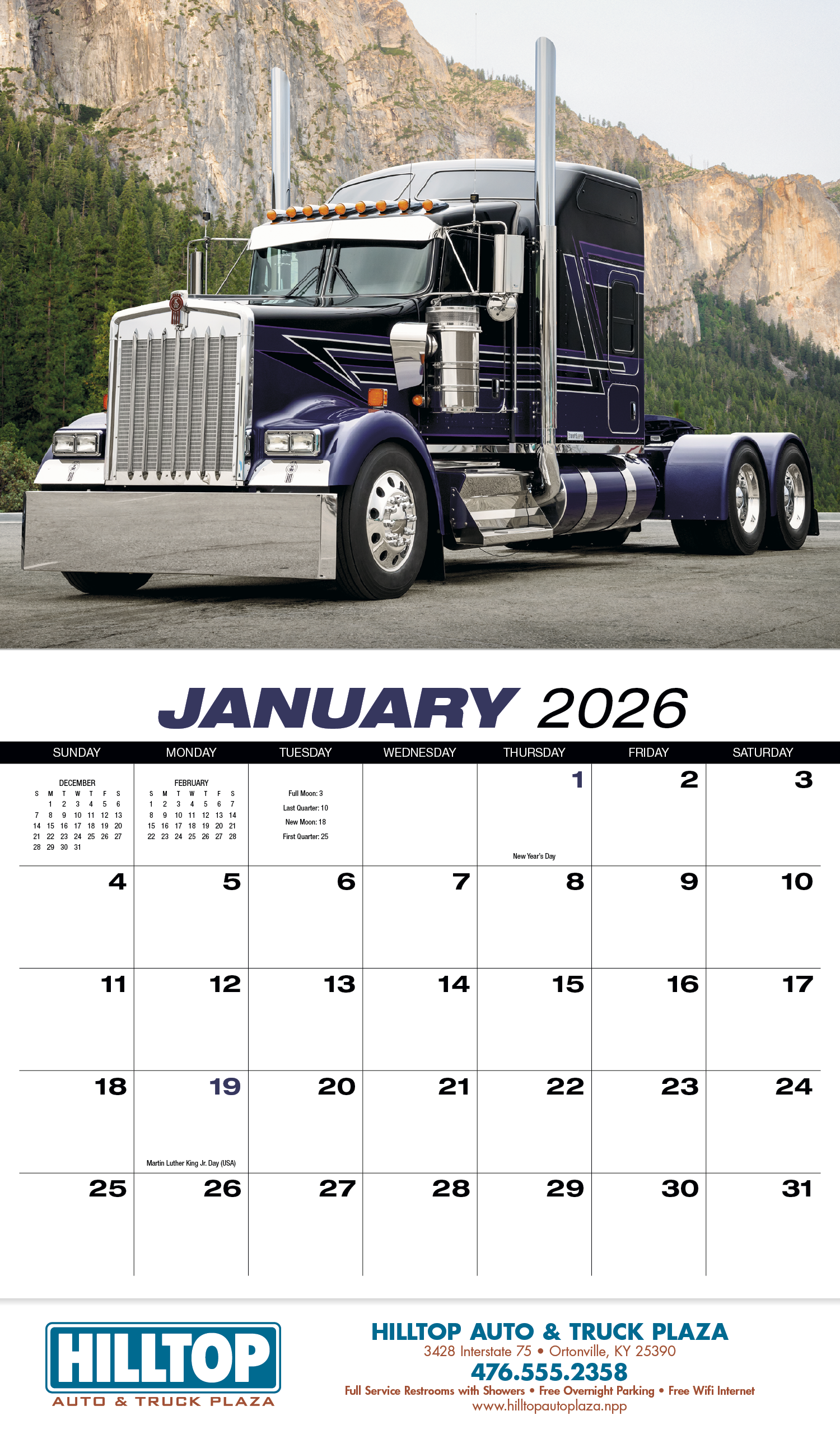 HotLine® Products 18-Wheeler Wall Appointment Calendar - Stapled 6