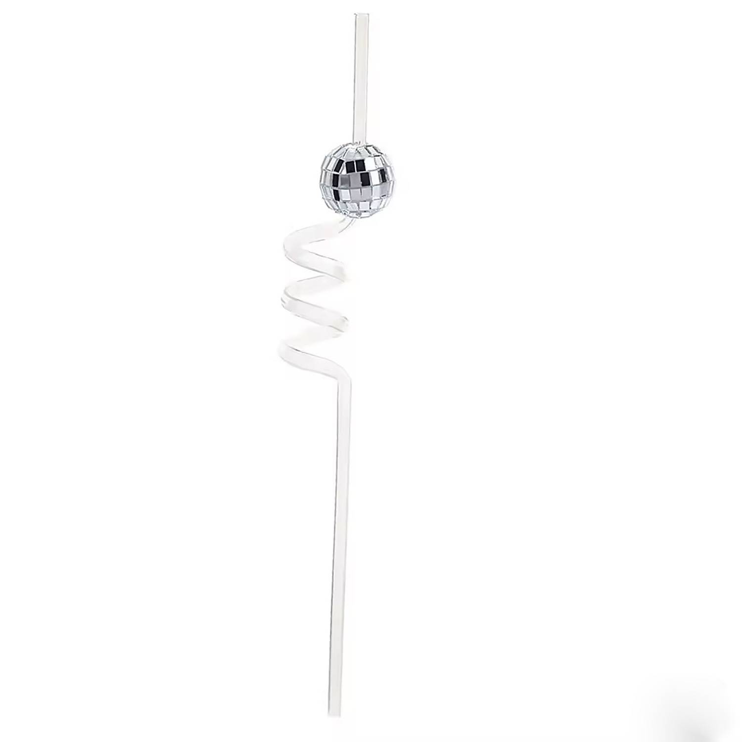 Disco Mirror Ball Plastic Straw 12