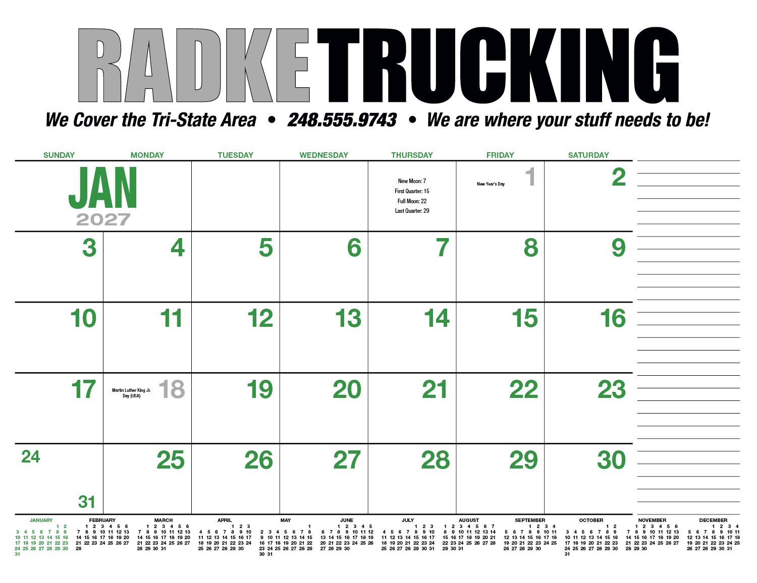 HotLine® Products 13-Month Desk Pad Calendar 88