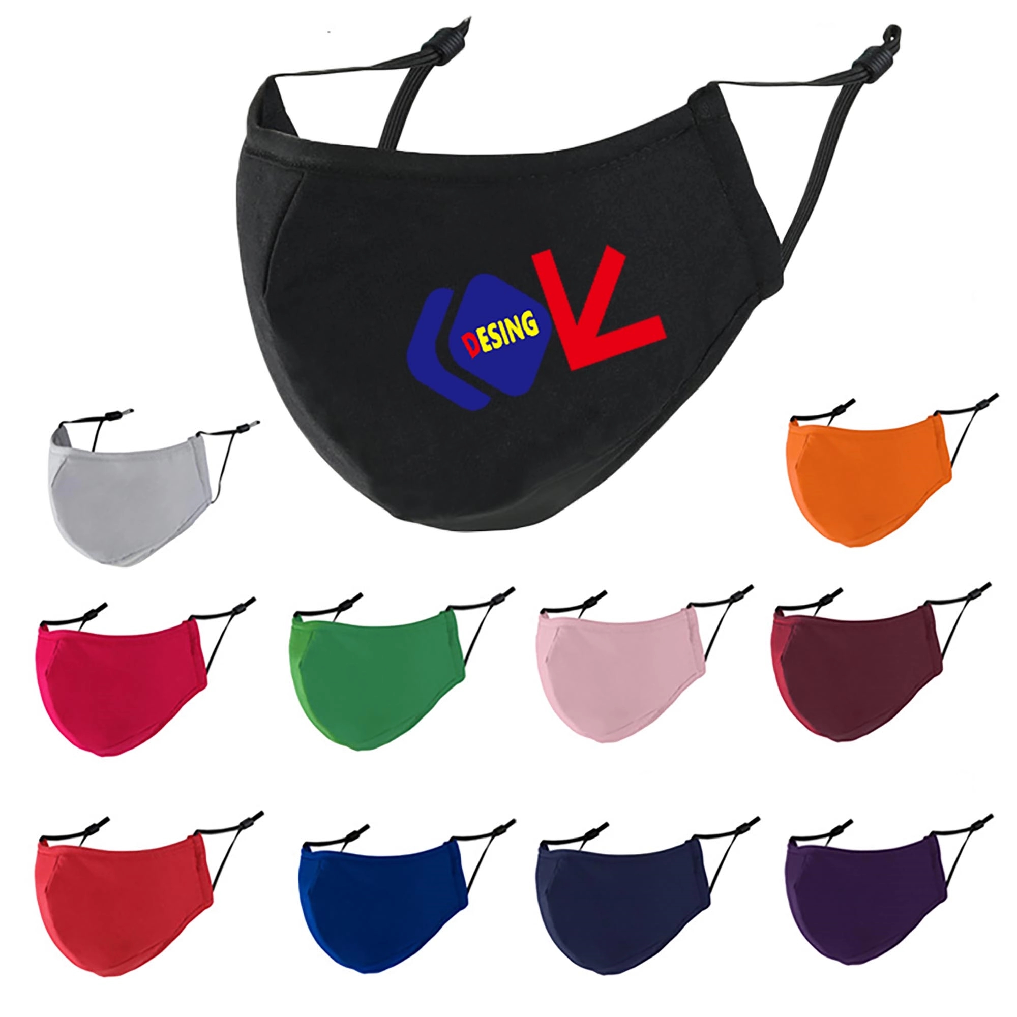 Full Color 3-Ply Reusable Mask With Adjustable Ear Loop 3