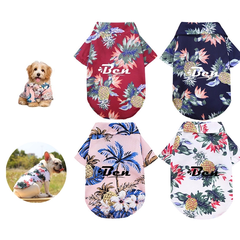 Pet Summer T-Shirts Hawaii Style Floral Dog Clothes 1