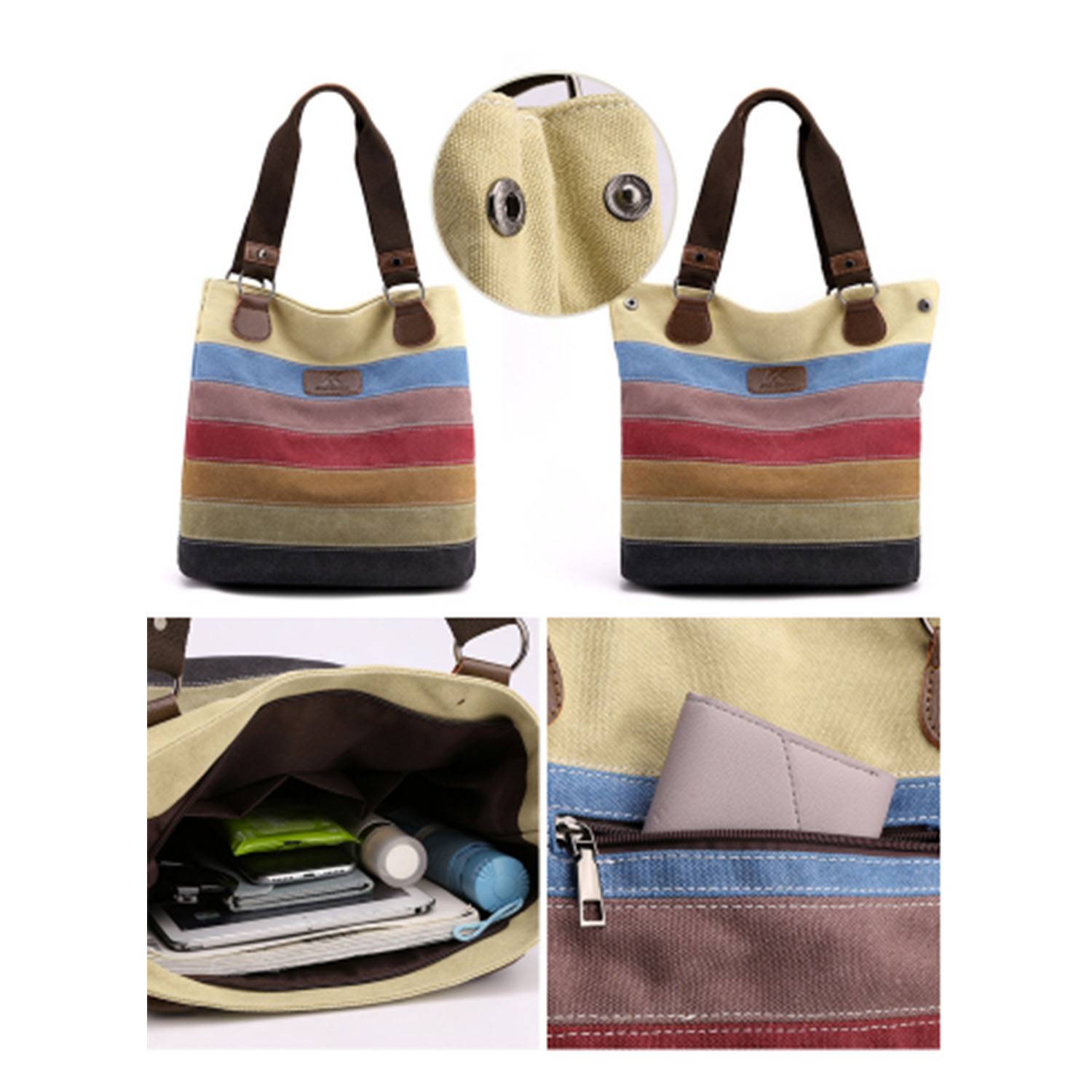Fashion Rainbow striped tote bag, custom tote bag with logo imprint 2