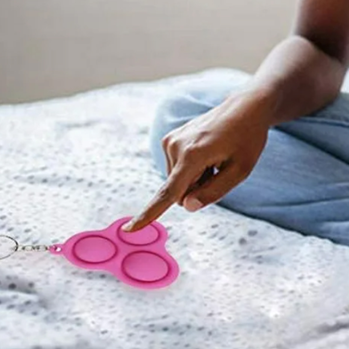 Silicone Pop Fidget Keychain Toy with Tri-Bubble Design 5