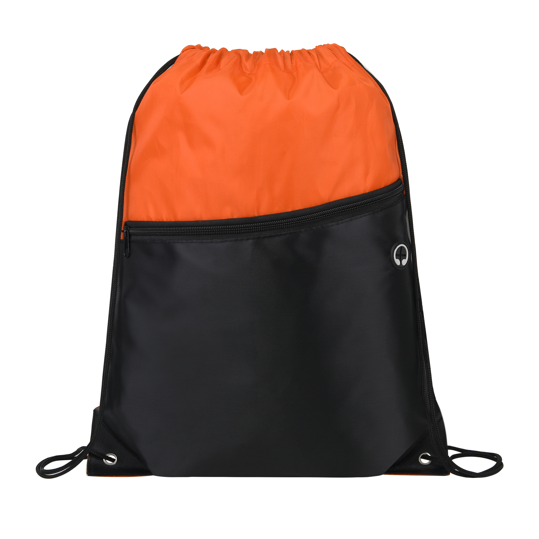 Two-Tone Drawstring Backpack With Front Zipper 3
