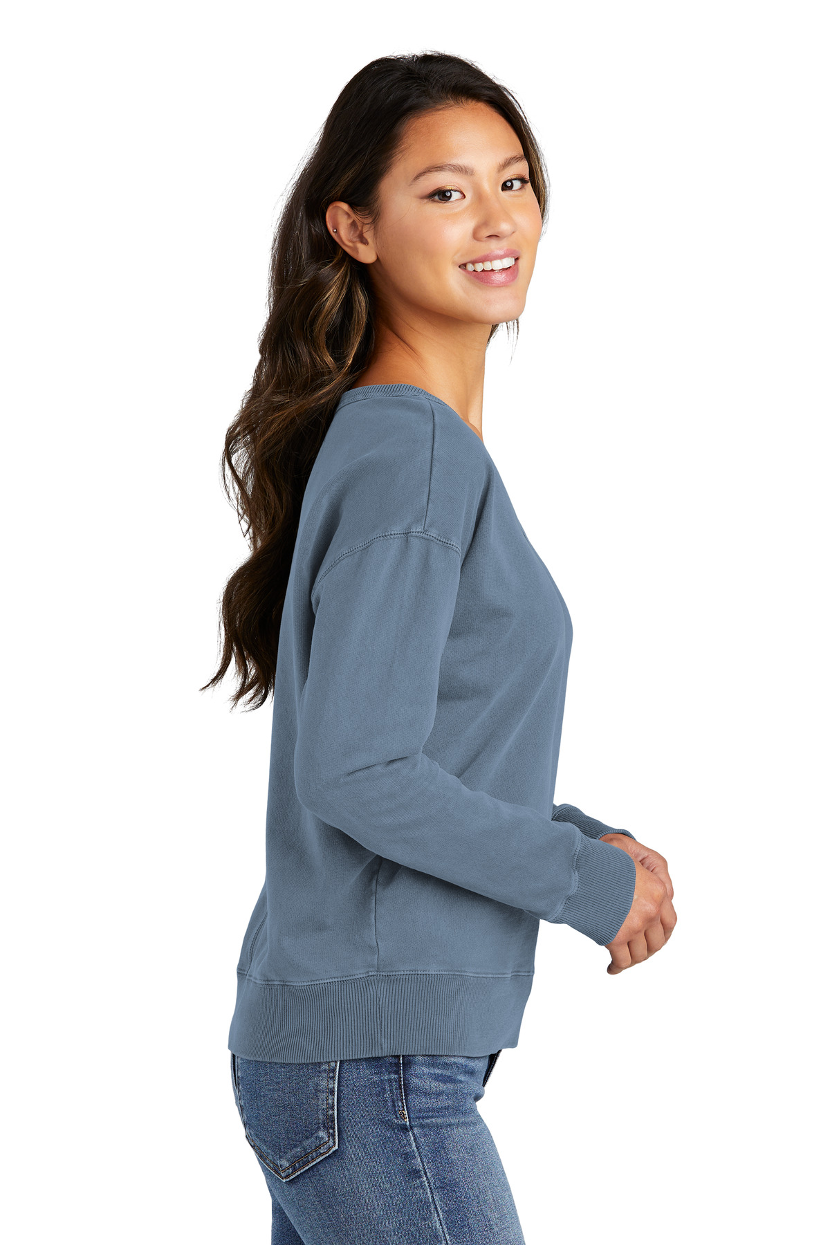 Port & Co Women's Beach Wash Garment-Dyed V-Neck Sweatshirt LPC098V 29