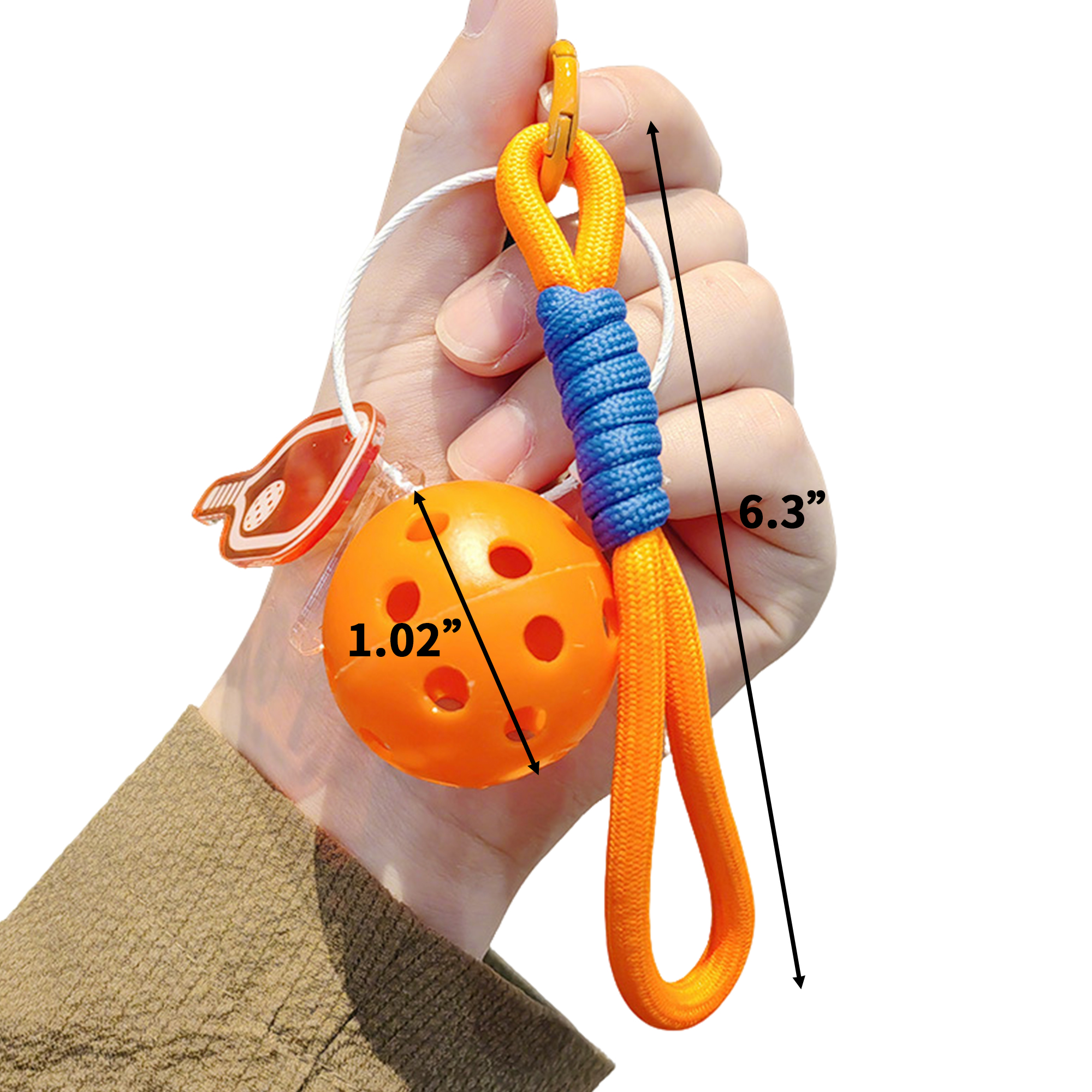 Mini Pickleball Ornament Keychain With Logo Position 6.3" X 1.1" X 1.8" 2