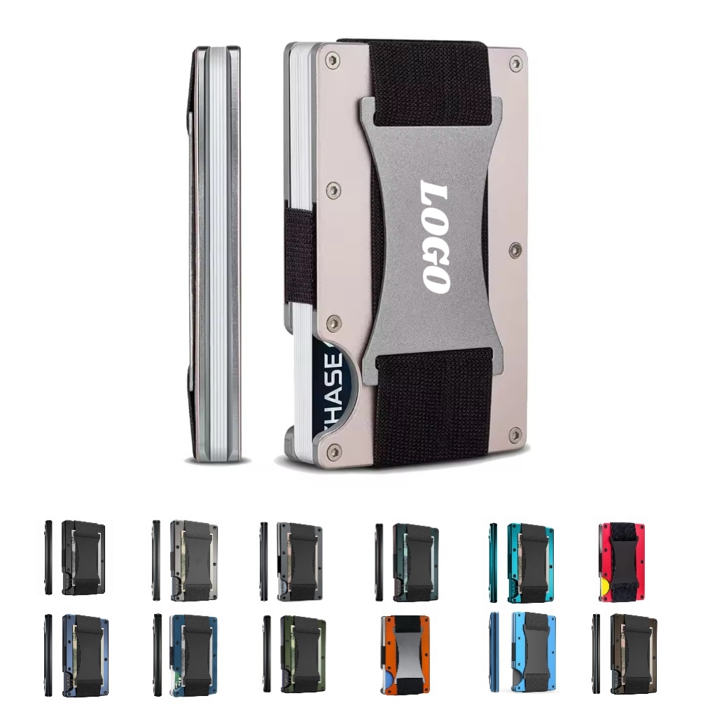 MOQ 10 pcs Aluminum Card Wallet with Cash Strap 3