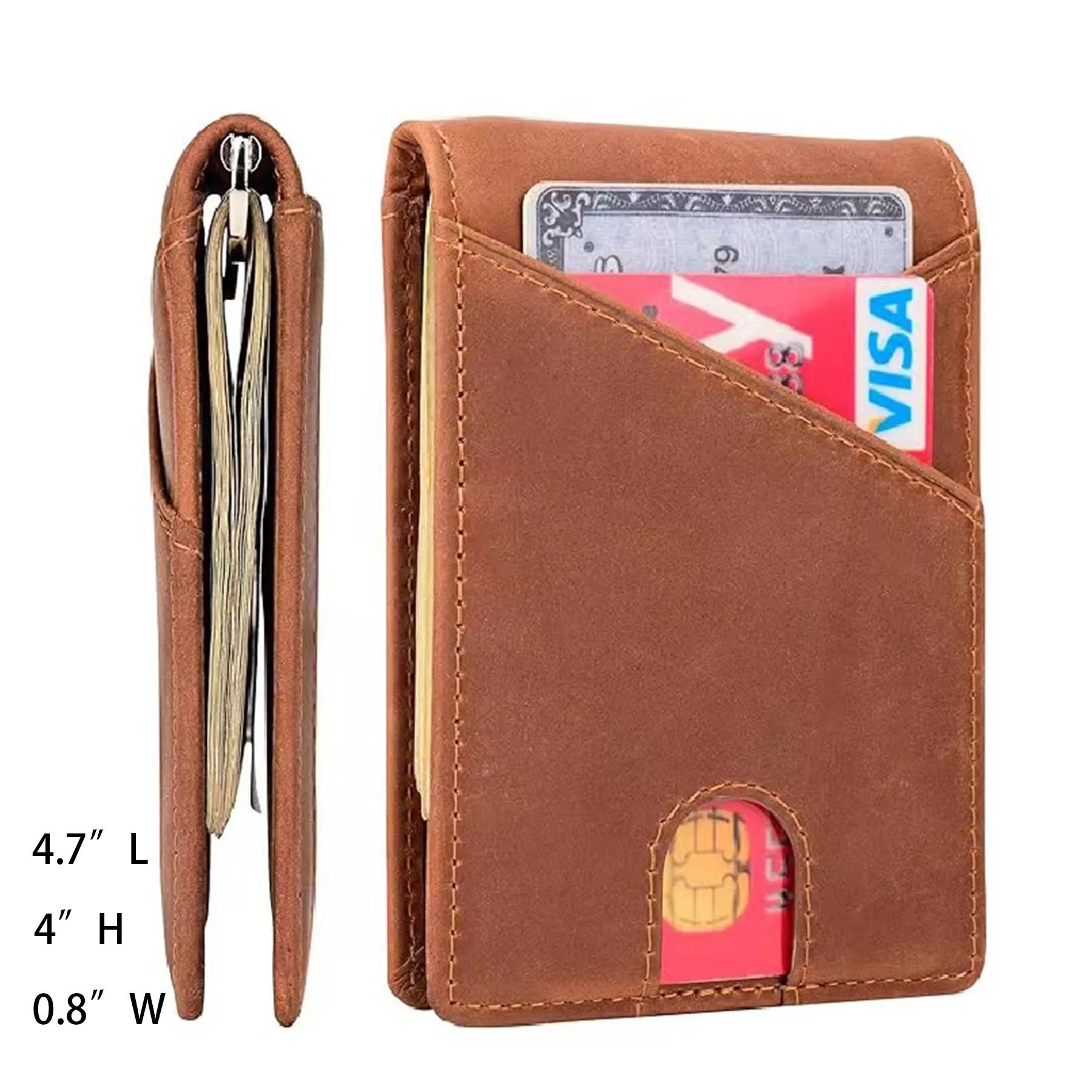 Leather Front Pocket Card Holder Wallet 3