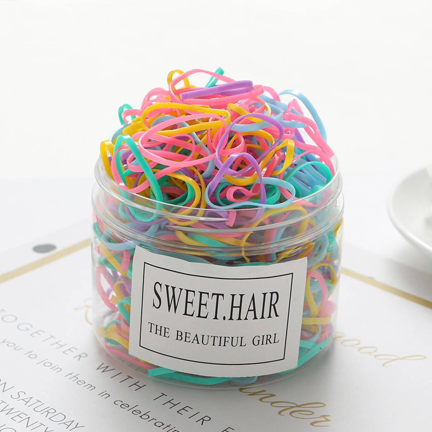 500Pcs Disposable Kids Elastic Hair Rubber Bands 3