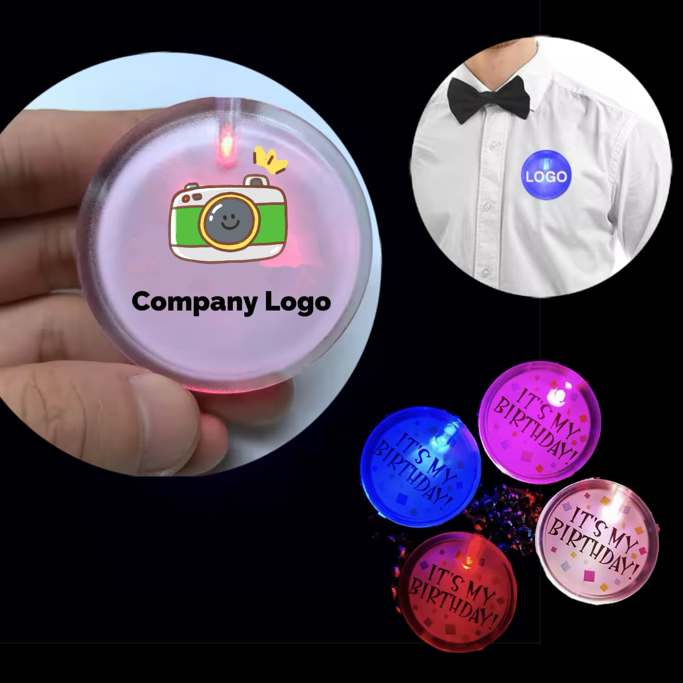 MOQ 20 pcs LED Badge Pin 2