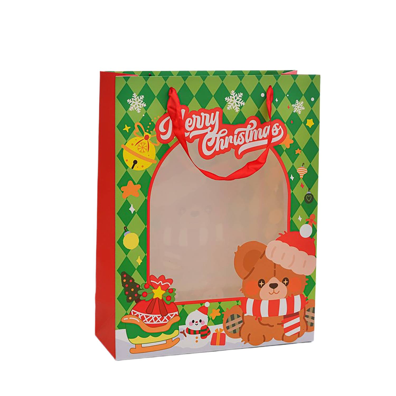 Christmas Gift Paper Bag w/ Clear Window 8