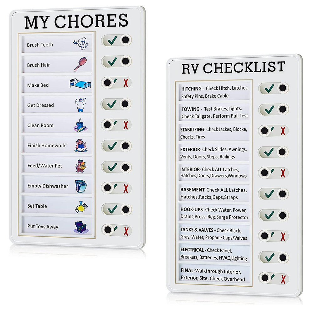RV Checklist Memo Plastic Board
