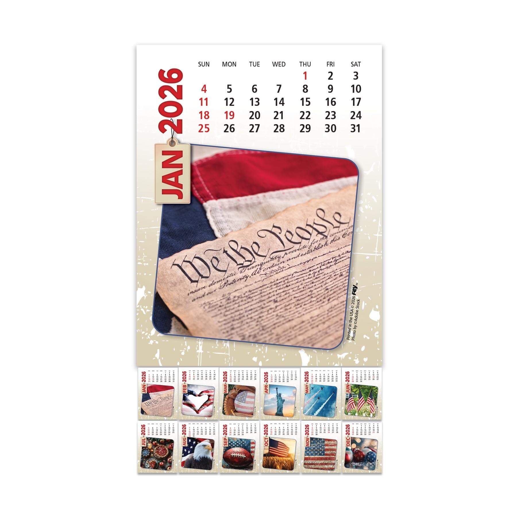 Adhesive Peel-N-Stick® Calendar - Americana Pad 7