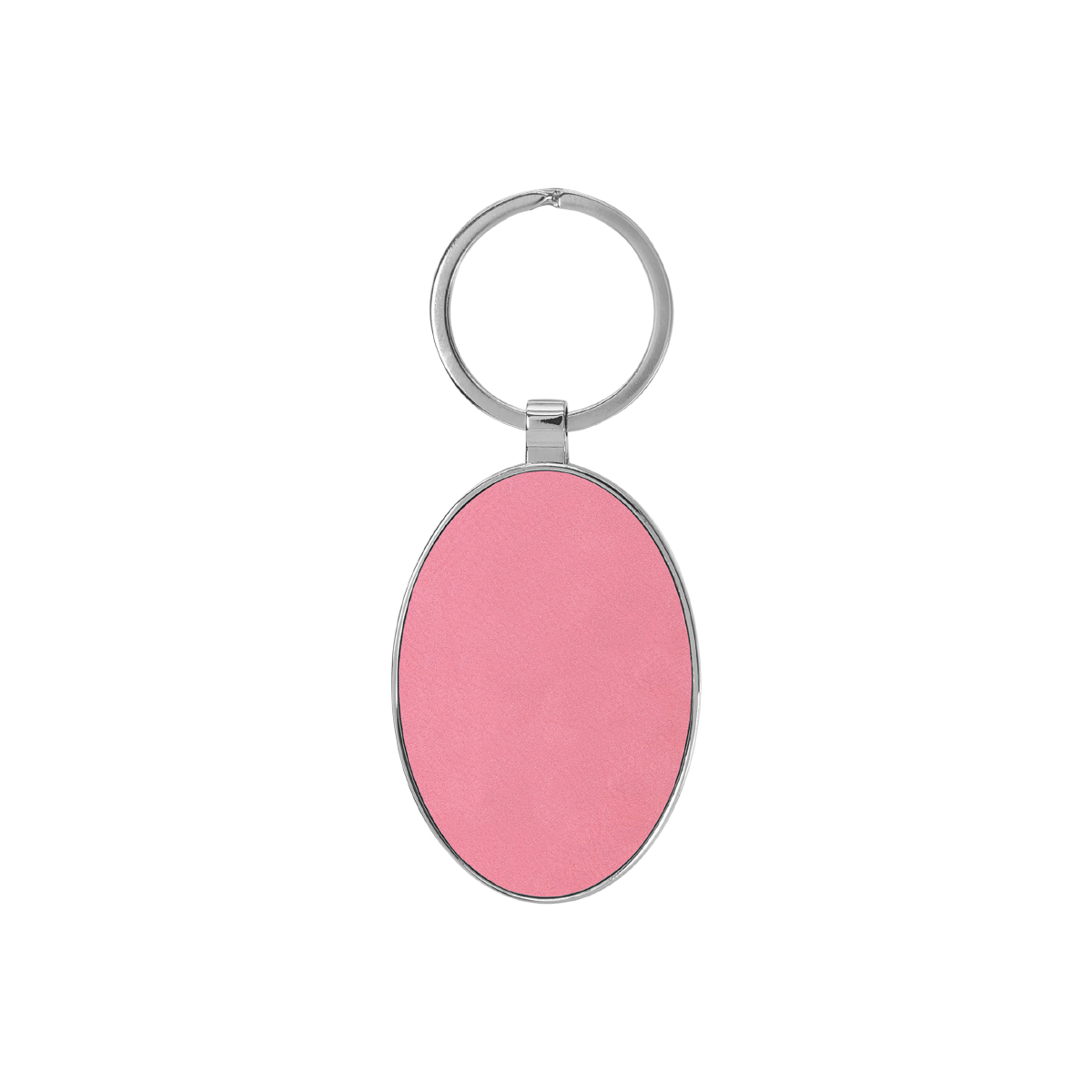 Pink Leatherette/Metal Oval Keychain 2