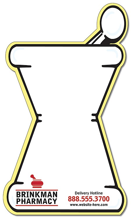 Mini Memo Board Shape - 5x8.5 Laminated - MORTAR & PESTLE - 14 pt., custom desk accessory with logo imprint 2
