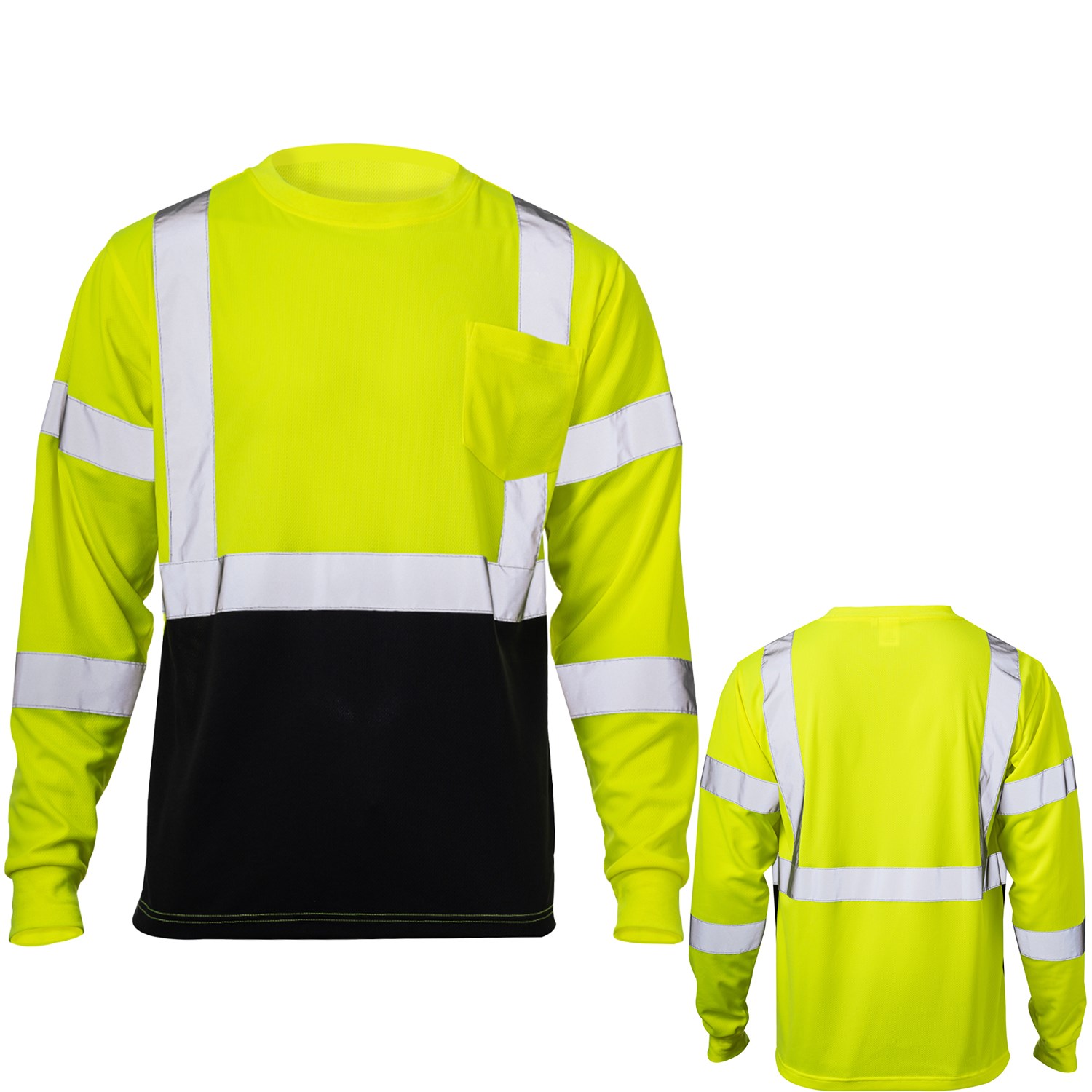 3.8 Oz. Polyester Class 3 Color Block Reflective Tape Safety T-Shirt with Pocket 1