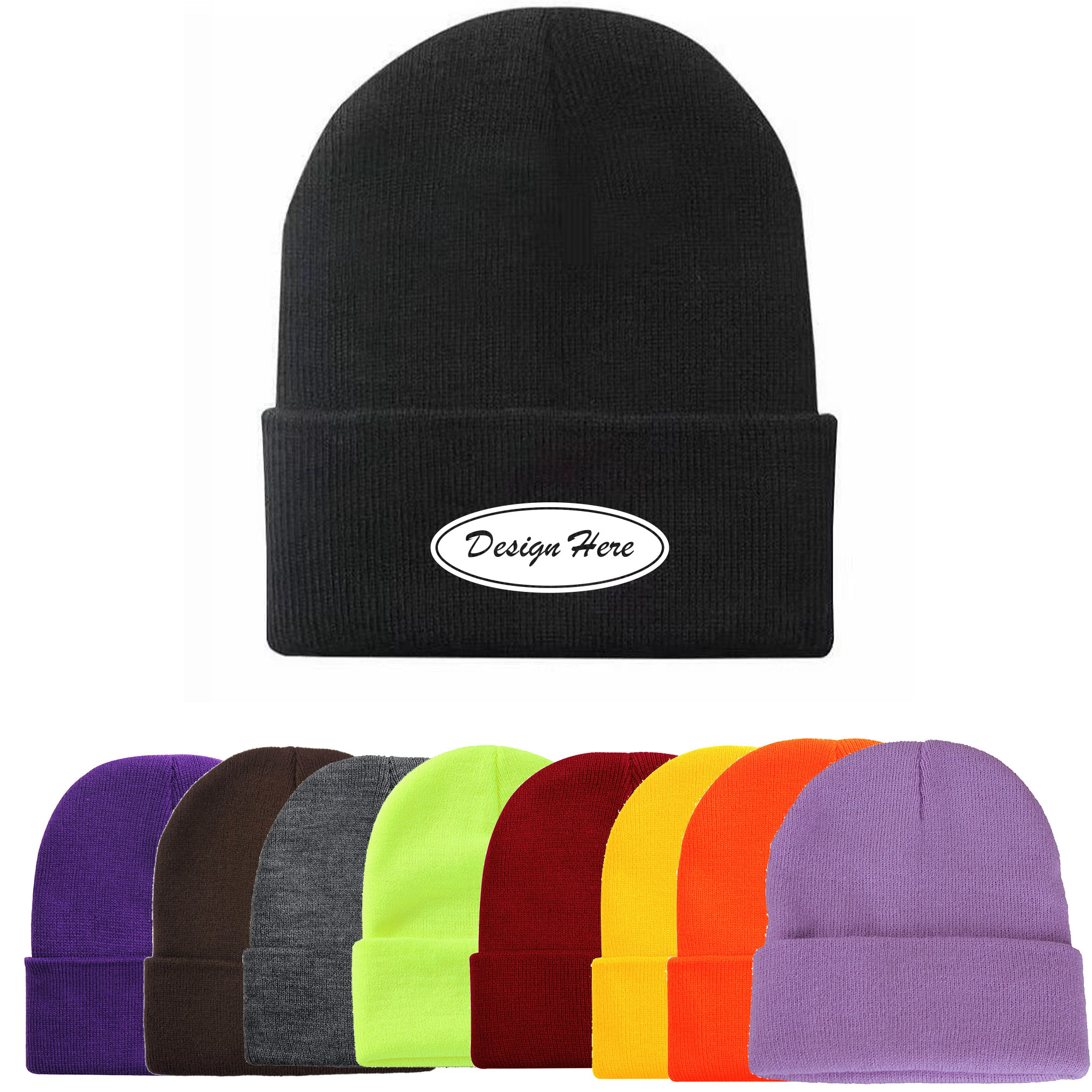 Unisex Knit Beanie, Solid Color Warm Hip-Hop Winter Hat 2