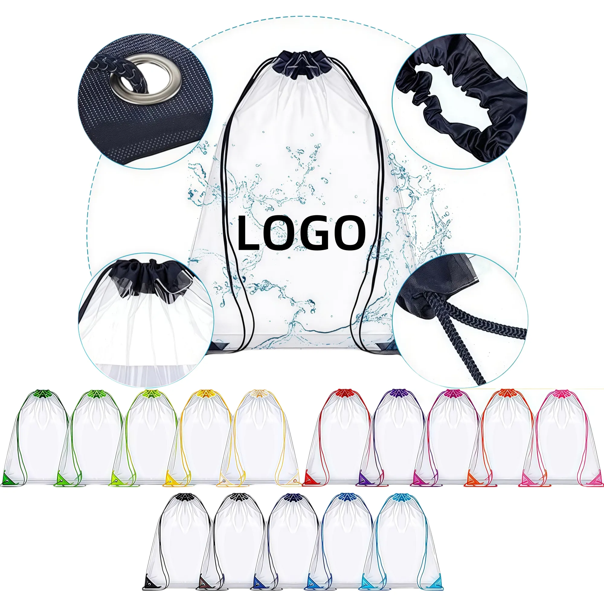 MOQ Clear PVC Drawstring Transparent Travel Sports Bag 2