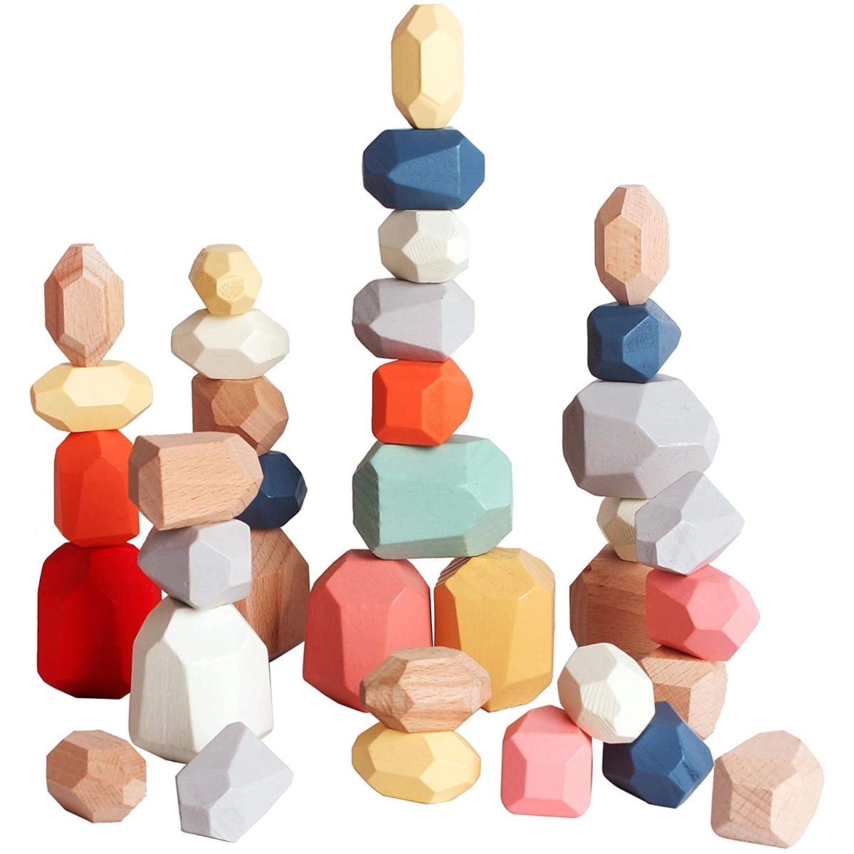 36 Pcs Wooden Sorting Stacking Rocks 1