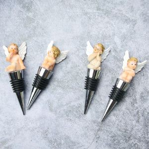 Charming 4 Piece Sitting Angel Cupid Wine Stopper Set 9