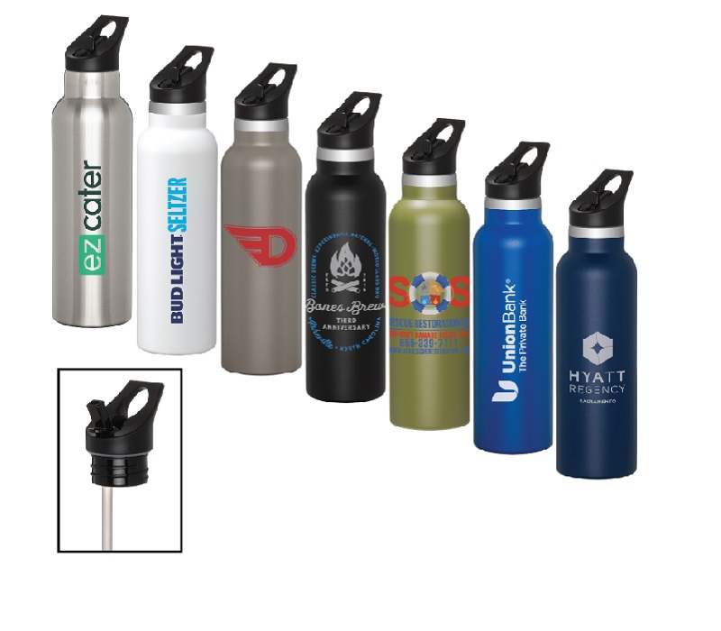 Double Wall Stainless Steel Water Bottle with Straw, 20 oz. 5