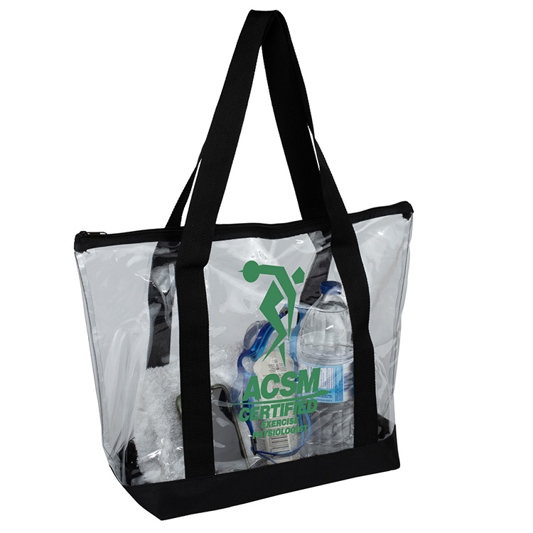 19"W x 13 ½"H x 6"Gusset - "BONDI" Jumbo Clear Zippered Tote Bag 17