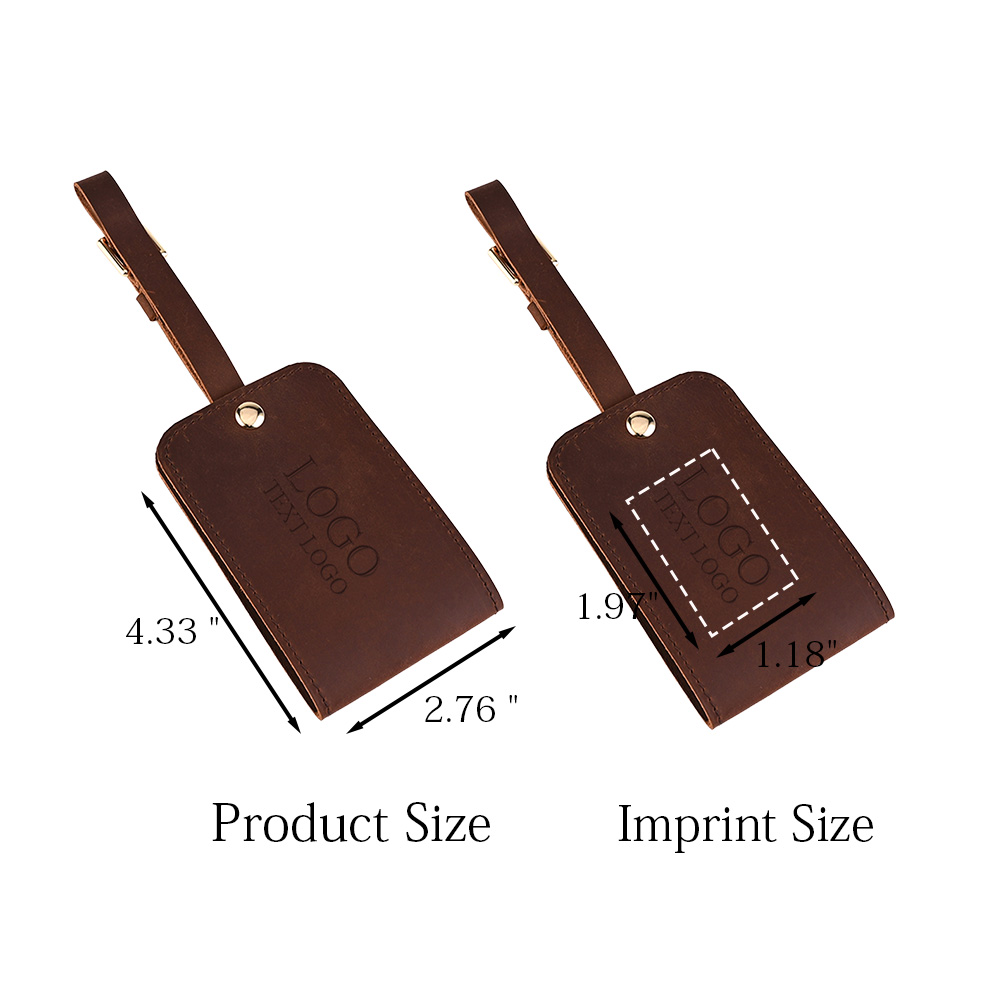 Brown Genuine Leather Luggage Tag 6