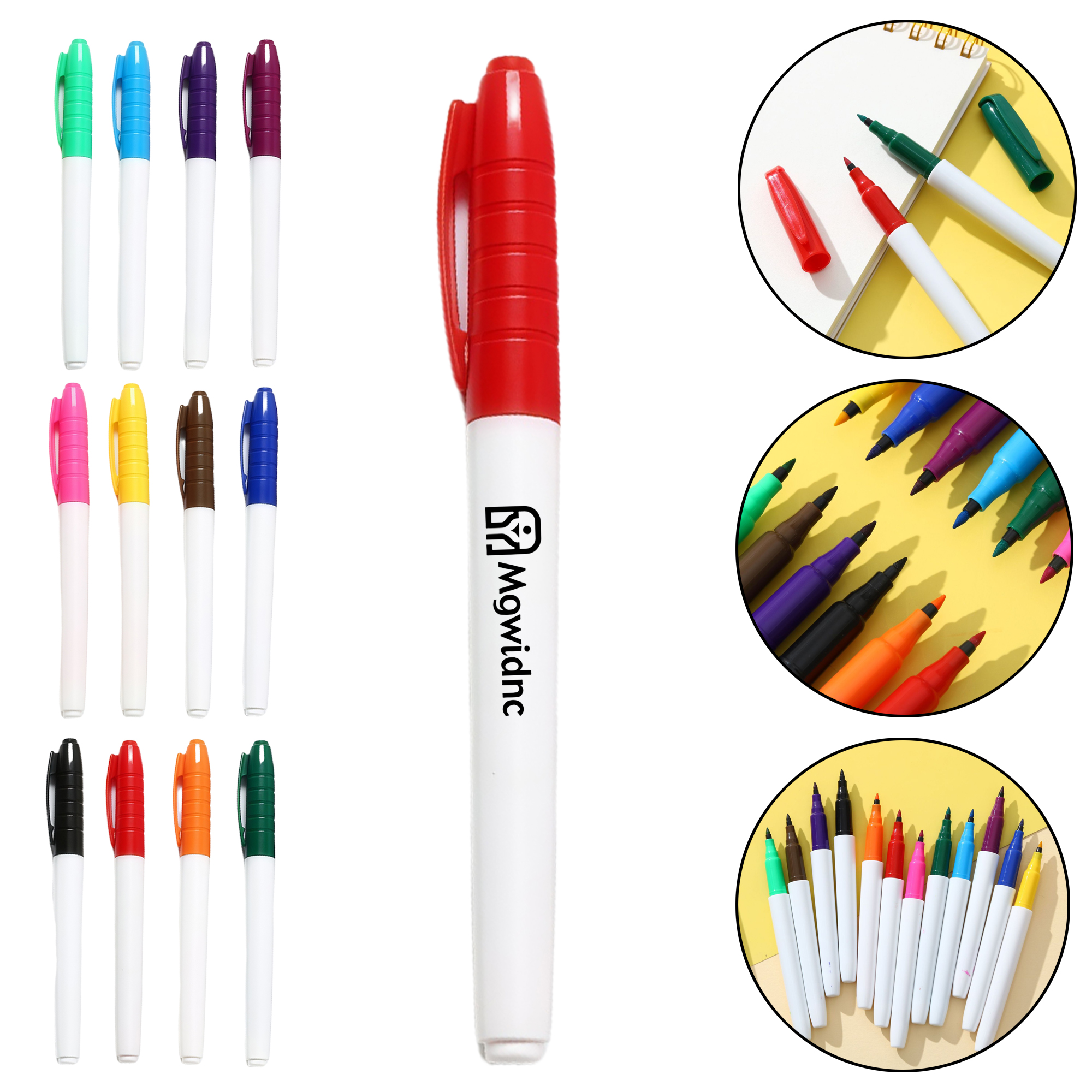 12-Color Ultra Fine Tip Erasable Whiteboard Markers for Kids