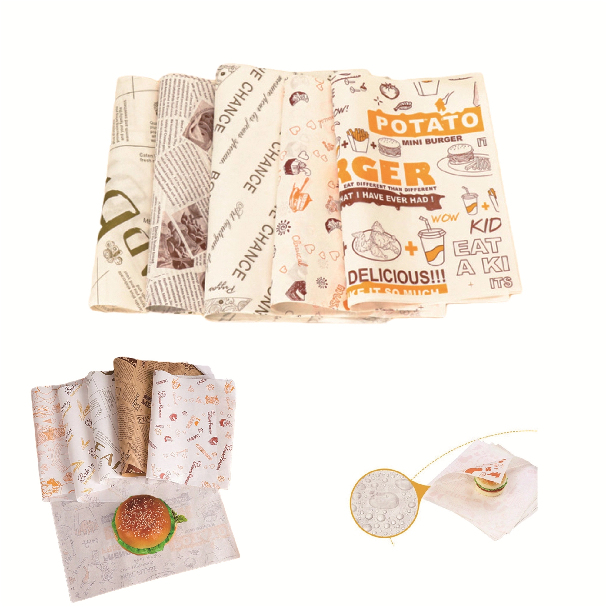 Custom Hamburger Sandwich Wrapper Paper 2