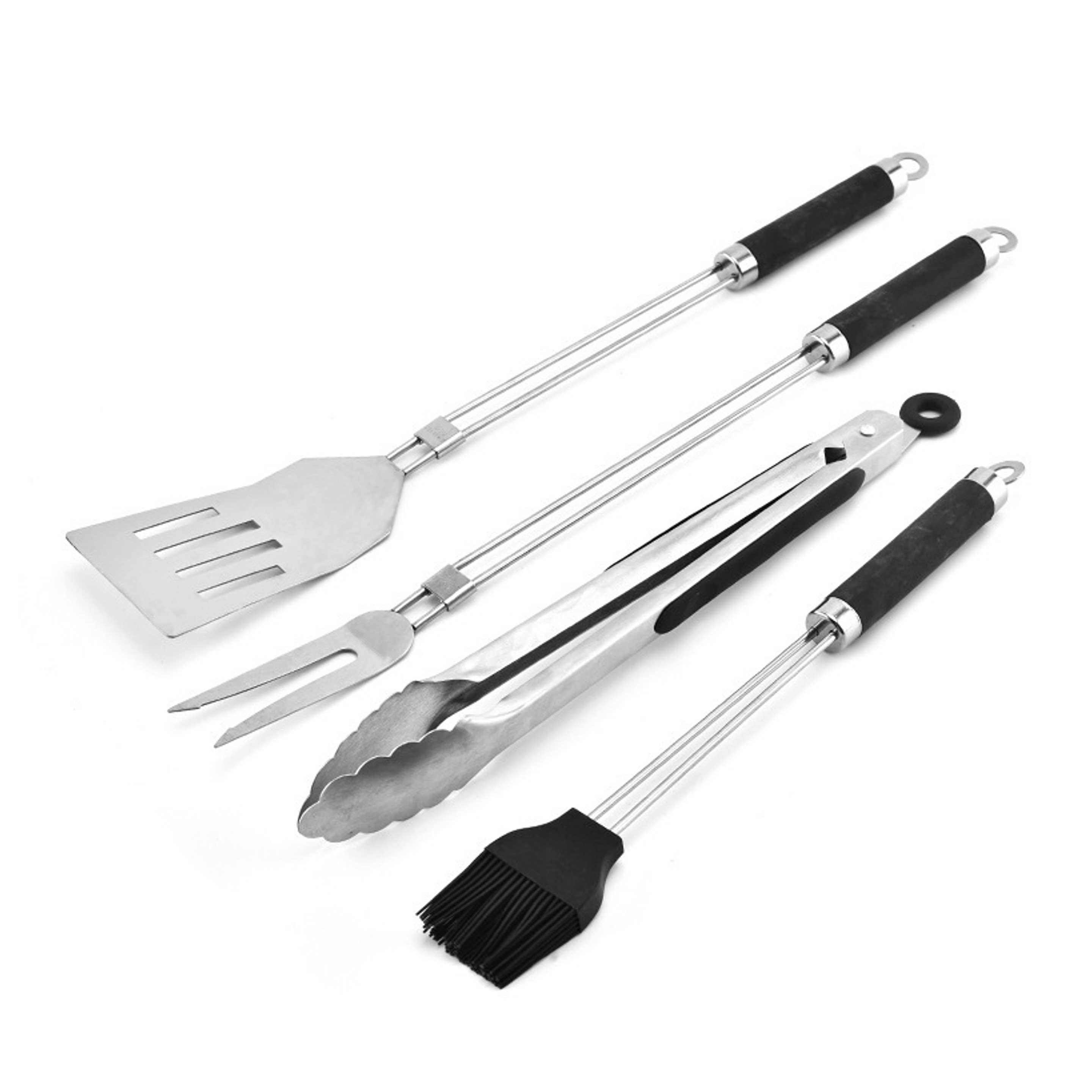 4-Piece Long Handle BBQ Tool Set with Wrap Bag - OCEAN 5