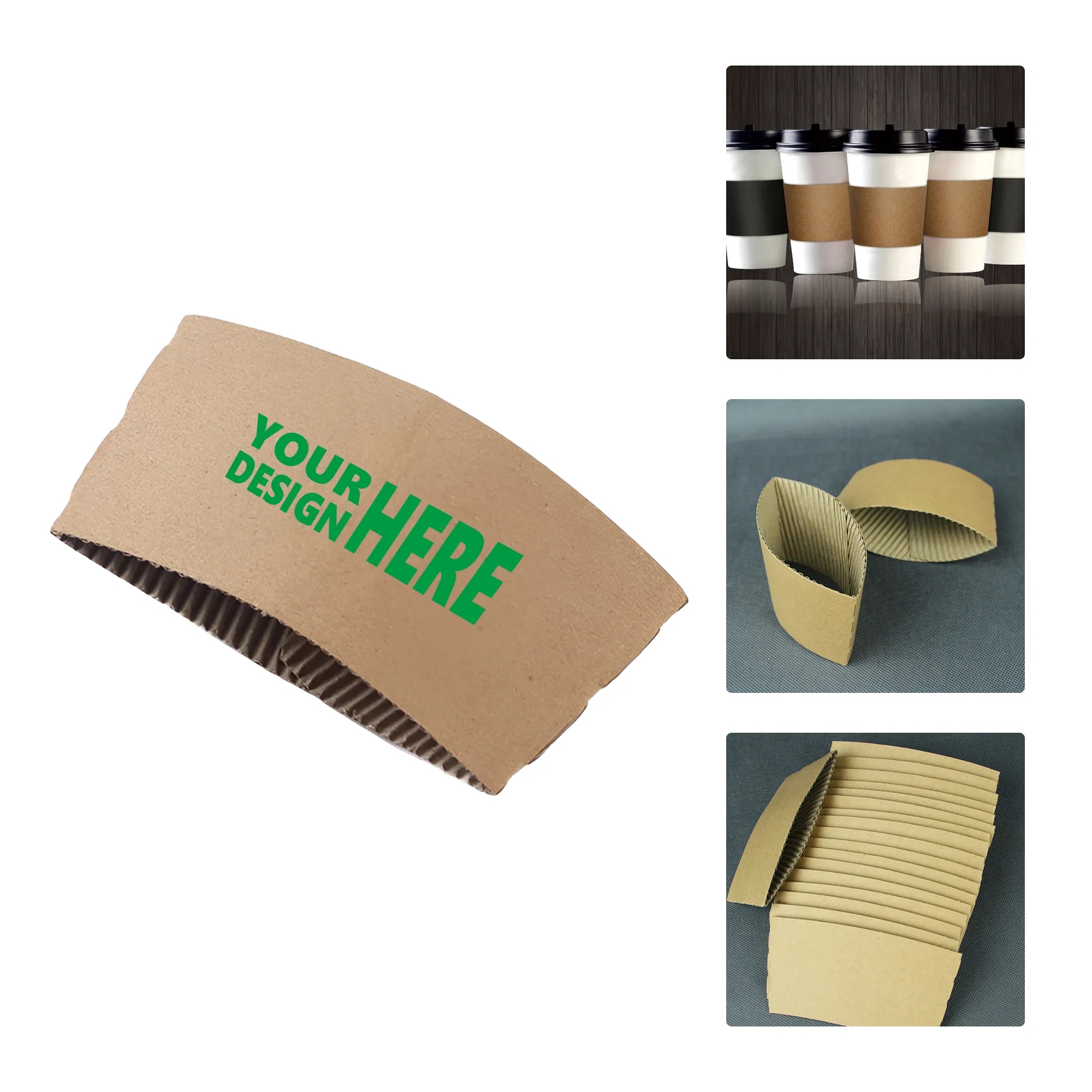 Disposable Kraft Paper Coffee Cup Sleeve Insulation 3