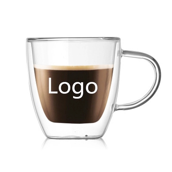 5 oz Double Wall Insulated Espresso Cups Clear Coffee Mugs, custom mug with logo imprint 2